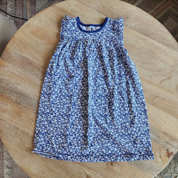 Tea Collection Girls Blue Cyprus Floral Mighty Mini Flutter Sleeve Dress 4 - Picture 1 of 3